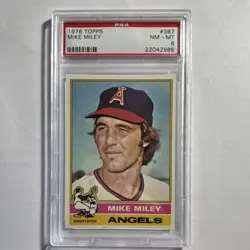 Topps 1976 Mike Miley #387 Rookie Base Set Los Angeles Angels MLB PSA 8 Card - Image 1