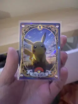 Pokemon Pikachu Non-TCG Holo Chinese Mengka 2.0 Tarot Card The World - Image 1
