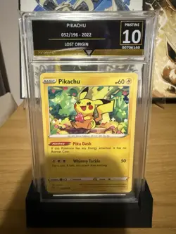 Pokemon TCG Pikachu Lost Origin 052/196 GetGraded 10 Pristine - Image 1