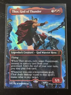 MTG Thor, God of Thunder (Borderless) (0338) Marvel Super Heroes Mythic Foil - Image 1