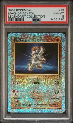 2002 Pokemon Legendary Collection Machop-Rev.Foil PSA 8 - Image 1