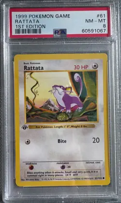 1999 Pokemon Game Rattata 1st Edition NM MT 8 - Image 1