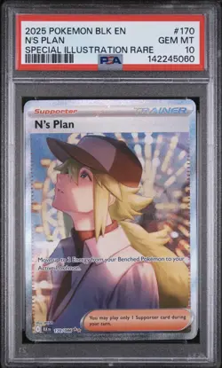 Pokemon TCG Card N's Plan 170/086 Black Bolt Special Illustration Rare - PSA 10 - Image 1
