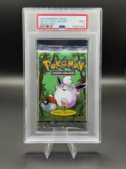 POKEMON | JUNGLE UNLTD 1999 | FOIL BOOSTER PACK THICK SQUARE WIGGLYTUFF | PSA 9 - Image 1
