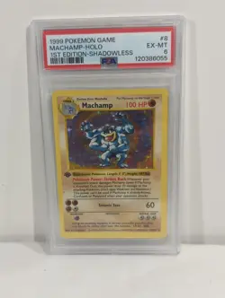 1999 Pokemon Machamp 1st Ed Shadowless Holo 8/102 PSA 6 - Image 1