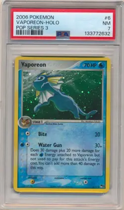 2006 Pokemon POP Series 3 Vaporeon Holo Rare 6 PSA 7 NM Vintage Promo - Image 1