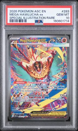 2026 POKEMON ASCENDED HEROES SPECIAL ILLUSTRATION RARE MEGA HAWLUCHA EX PSA 10 - Image 1