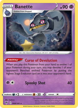 Banette 068/185 Vivid Voltage Rare NM 2020 Reverse Holo - Image 2