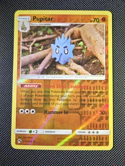Pupitar 116/214 SM Lost Thunder Reverse Holo Yuka Morii Clay Art Pokemon - Image 1