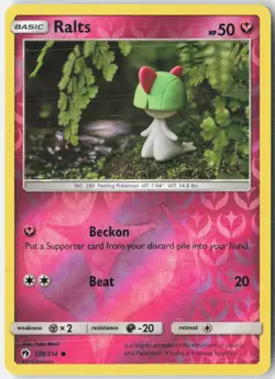 Ralts 139/214 Common Lost Thunder Pokemon Reverse Holo Near Mint - Image 1