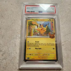 Pikachu Trick Or Trade #018 2024 Pokemon Halloween Stamp Cosmo Holo - PSA 1 Poor - Image 1