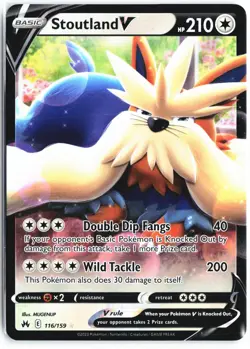 Stoutland V 116/159 Holo V Rare Crown Zenith Pokemon Near Mint - Image 1