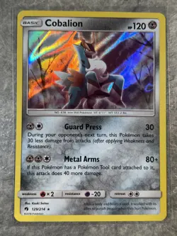 Cobalion 129/214 Pokemon TCG Sun Moon Sm-Lost Thunder Holo Rare (Light Play) - Image 1