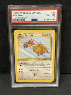 1999 POKEMON JUNGLE 1ST EDITION UNCOMMON #36 FEAROW PSA NM-MT SET BREAK - Image 1