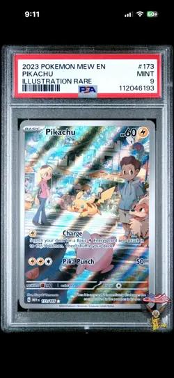 Pikachu 173/165 Illustration Rare 151 Pokemon PSA 9 - Image 1