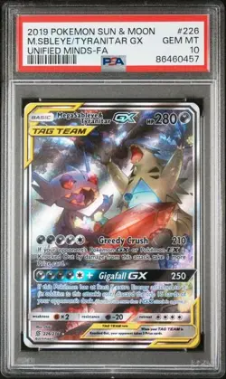 Pokemon Mega Sableye & Tyranitar GX Unified Minds Full Art #226 PSA 10 Gem Mint - Image 1