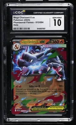 CGC 10 Mega Charizard X ex 013/094 Phantasmal Flames Holo English 2025 - Image 1