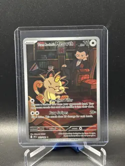 Pokemon Team Rockets Meowth Card 203/182 Destined Rivals NM - Image 1