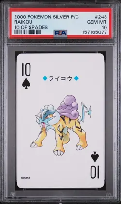 2000 POKEMON SILVER VERSION PLAYING CARDS 10 OF SPADES #243 RAIKOU PSA 10 - Image 1