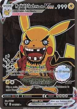 Marshall D Teach Pikachu Pokemon Card VCOS Holo Cosplay - Image 1