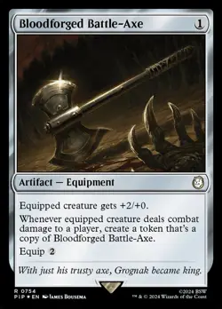 Bloodforged Battle-Axe 754 PIP Rare Surge Foil Colorless Equipment 2024 MTG - Image 1