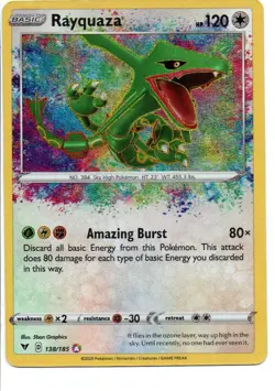 Rayquaza 138/185 Amazing Rare Vivid Voltage Pokemon Holo Near Mint - Image 1