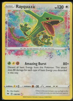 Rayquaza 138/185 Amazing Rare Vivid Voltage Pokemon Holo Near Mint - Image 1