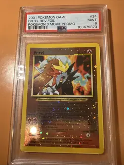 Pokemon Movie Promo Entei 34/53 WOTC Promo Reverse Holo PSA 9 very swirly! - Image 1