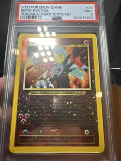 Pokemon Movie Promo Entei 34/53 WOTC Promo Reverse Holo PSA 9 very swirly! - Image 2