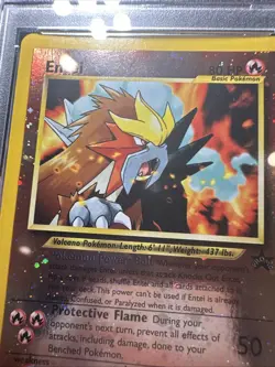 Pokemon Movie Promo Entei 34/53 WOTC Promo Reverse Holo PSA 9 very swirly! - Image 3