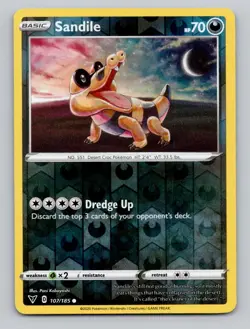 Sandile 107/185 Common Vivid Voltage Pokemon Reverse Holo Near Mint - Image 1