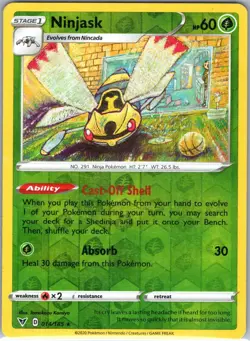 Ninjask 014/185 Rare Vivid Voltage Pokemon Reverse Holo Lightly Played - Image 1