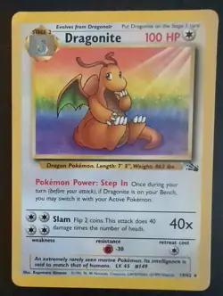 Pokemon TCG Dragonite 19/62 Fossil Regular MP - Image 1