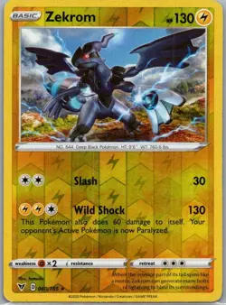 Zekrom 060/185 Holo Rare Vivid Voltage Pokemon Reverse Holo Near Mint - Image 1