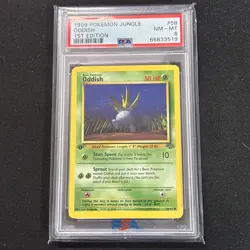 1999 Pokemon Jungle 1st Edition Oddish 58 FRESHLY GRADED PSA 8 NM-MINT - Image 1