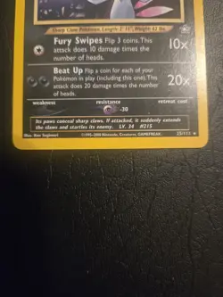 Pokemon TCG Sneasel Rare Neo Genesis Card - Image 4