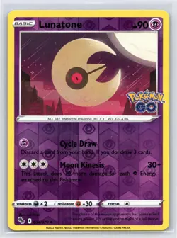 Lunatone 034/078 Uncommon Pokemon GO Pokemon Reverse Holo Near Mint - Image 1