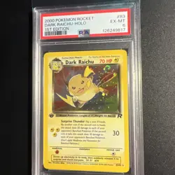 Dark Raichu Holo 1st Edition PSA 6 2000 Pokemon Rocket #83 2 Overlapping Swirls - Image 1