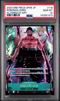 Alternate Art Roronoa Zoro One Piece 2023 OP06 WIngs/Captain Japanese 118 PSA 10 - Image 1