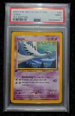 Pokemon TCG Lugia Neo Revelation 1st Edition 2001 Non-Holo Rare Card 20/64 PSA 9 - Image 1