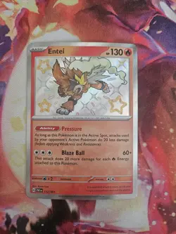 Pokemon Entei 112/091 Paldean Fates Shiny Rare NM Condition - Image 1