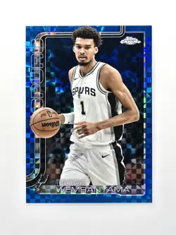 2025-26 Topps Chrome VICTOR WEMBANYAMA Blue X-Fractor Redemption SP #221 Spurs - Image 1