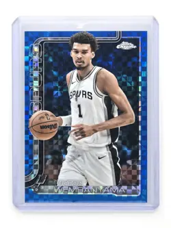 2025-26 Topps Chrome VICTOR WEMBANYAMA Blue X-Fractor Redemption SP #221 Spurs - Image 3