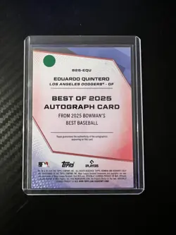 2025 Bowman's Best #B25-EQU Eduardo Quintero Best of 2025 Autographs Refractors - Image 2