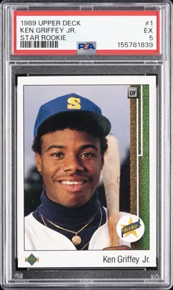 1989 UPPER DECK STAR ROOKIE #1 KEN GRIFFEY JR. ROOKIE RC PSA 5 - Image 1