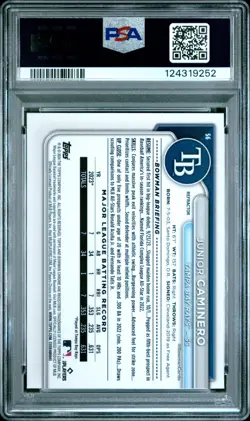 2024 Bowman Chrome Junior Caminero #56 Refractor /499 RC Rookie Rays PSA 9 - Image 2