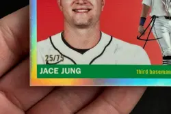 Jace Jung /75 Rose Gold Refractor RC 2025 Topps Chrome Platinum Anniversary #257 - Image 2