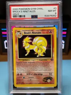 Pokemon TCG Gym Challenge Brock's Ninetales 3/132 Holo- PSA 8 - Image 1