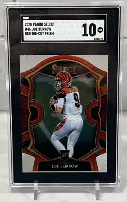 2020 Panini Select - Joe Burrow Rookie Red Prizm Die-Cut #46 RC SGC 10 - Image 1