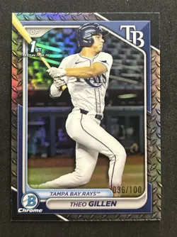 2024 Bowman Draft THEO GILLEN 1st Chrome Steel Metal Refractor /100 BDC-73 RC - Image 1